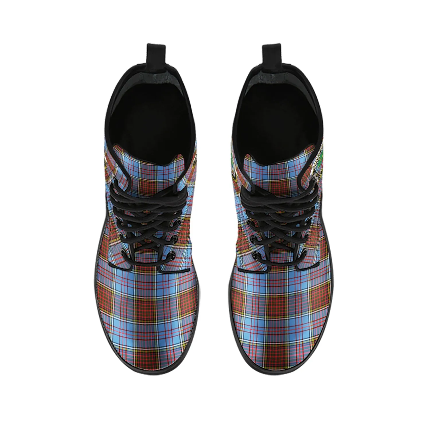 Anderson Modern Tartan Leather Boots with Family Crest