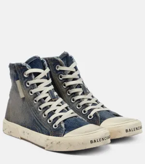 Balenciaga Denim High Top Sneakers, Blue