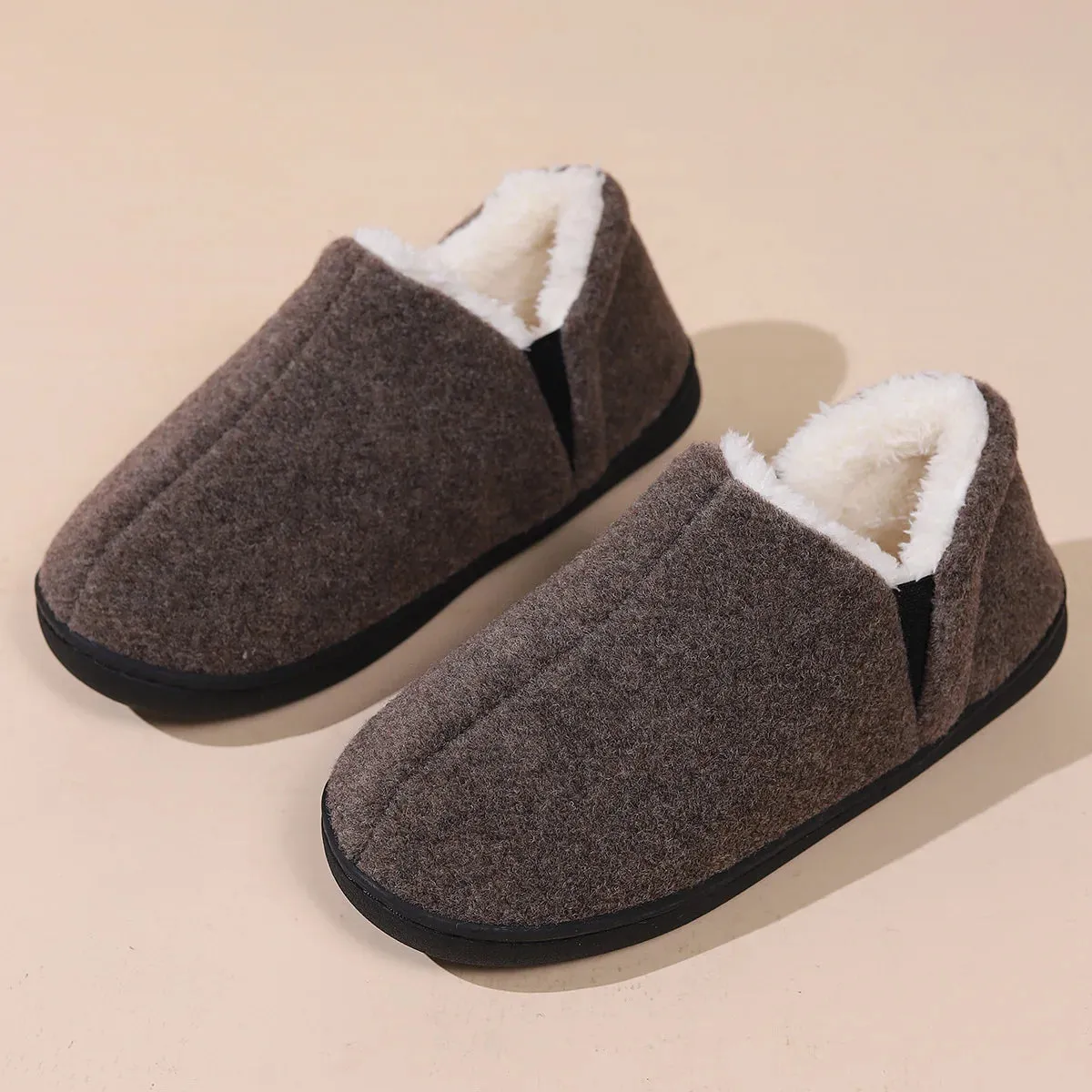 Bebealy New House Shoes Casual Women Shoes Winter Indoor Fluffy Home Shoes For Men Outdoor Antiskid High Ankle Furry Slippers