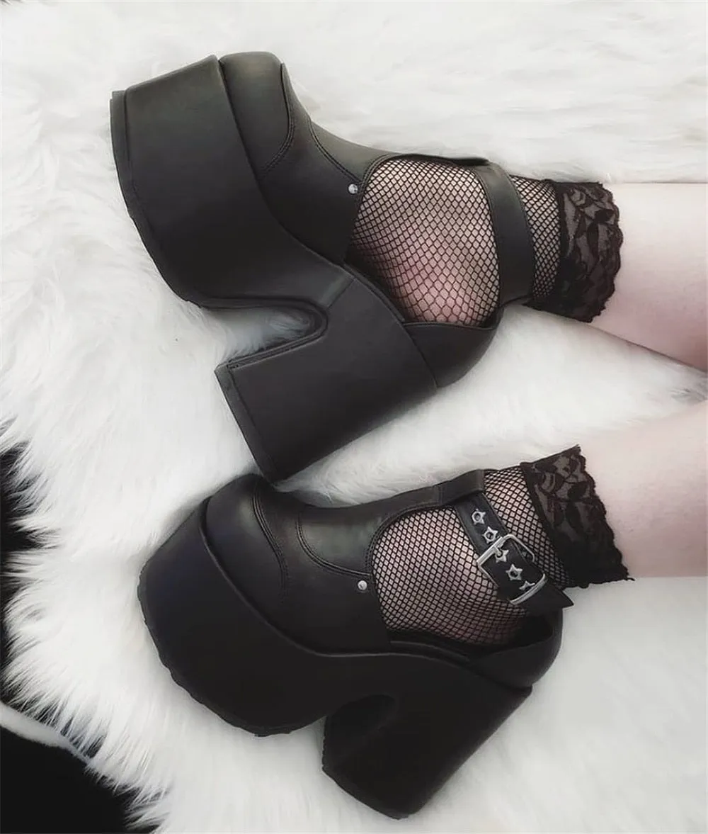 Big Size 35-43 Brand New Ladies High Platform Sandals Ankle Strap Thick High Heels Women's Sandals Gothic Cosplay Shoes Woman