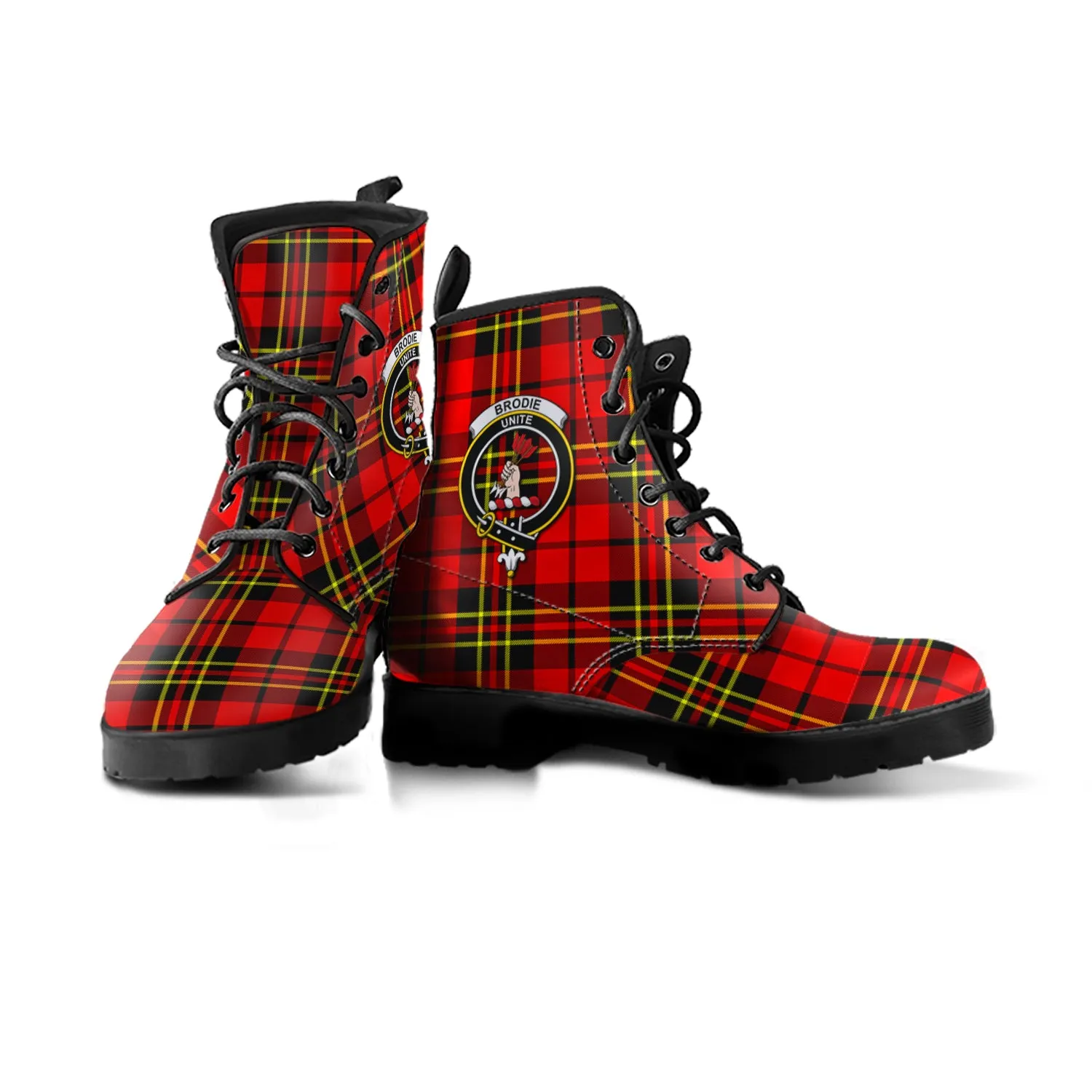 Brodie Modern Tartan Leather Boots with Family Crest