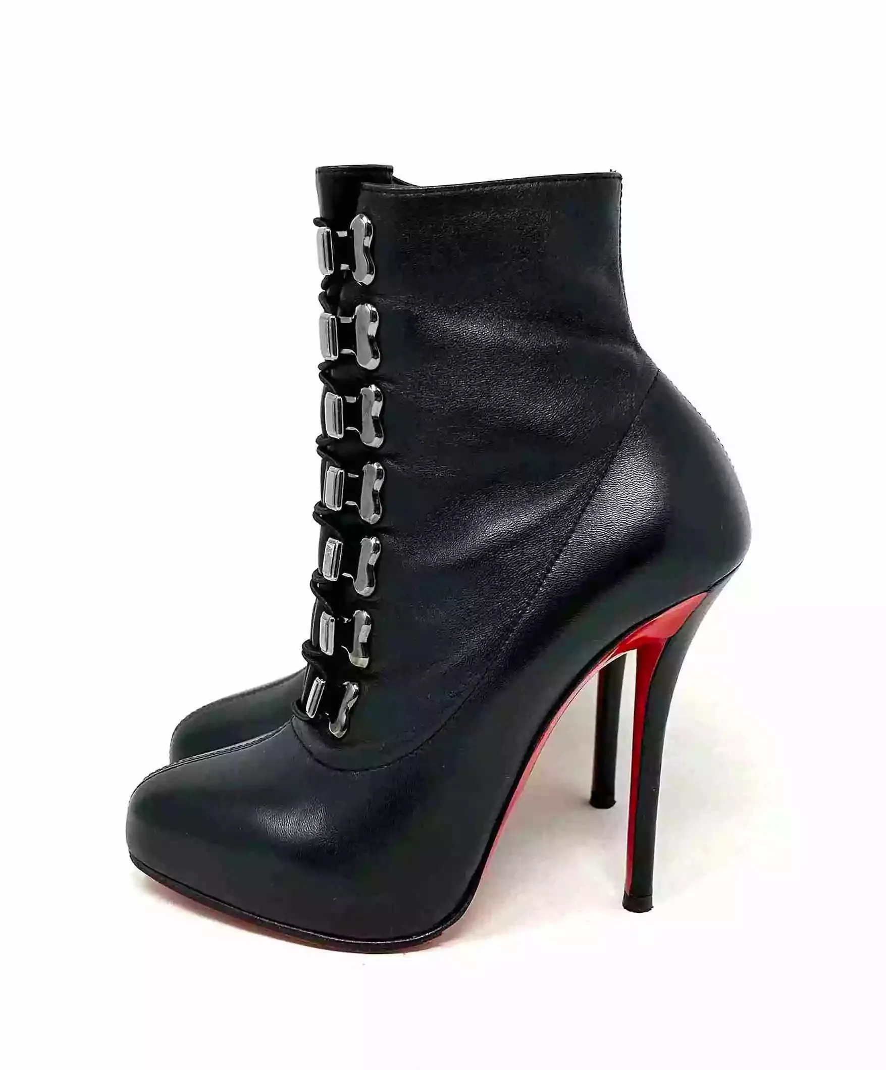 Christian Louboutin Nappa Troopista 120 Black Leather Heel Ankle Boots 35.5 UK 2.5