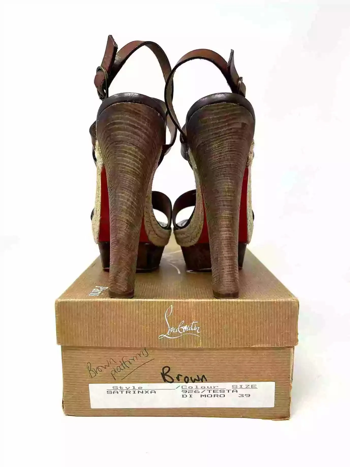 Christian Louboutin Satrinxa 150 Brown Platform Heel Sandals 39 UK 6