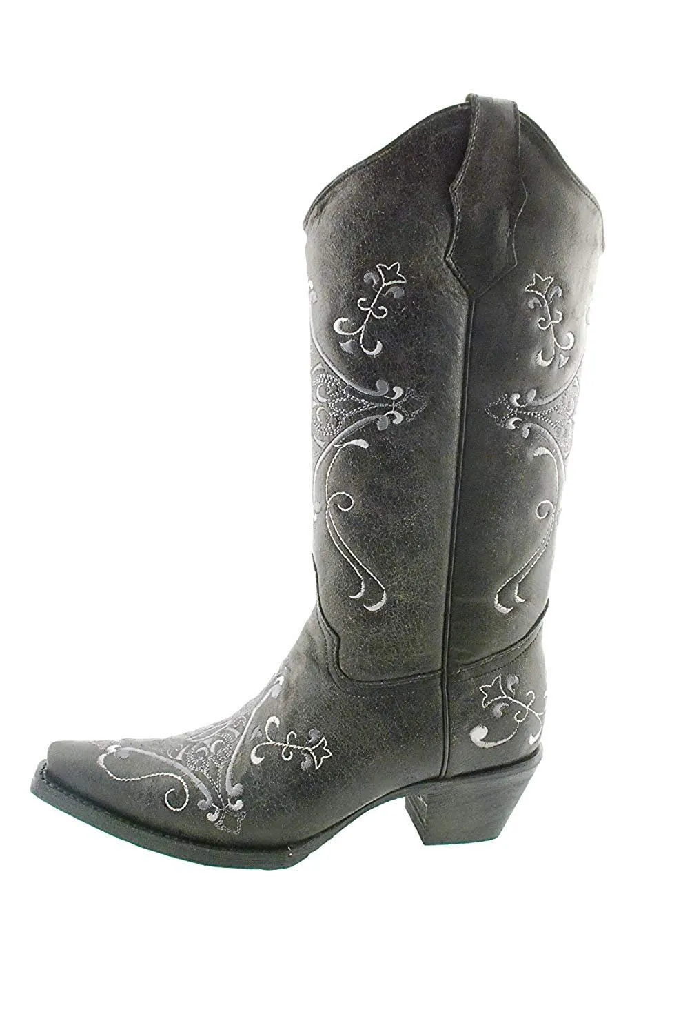 CORRAL Women's Circle G Crackle Scroll Bone Embroidered Western Boot