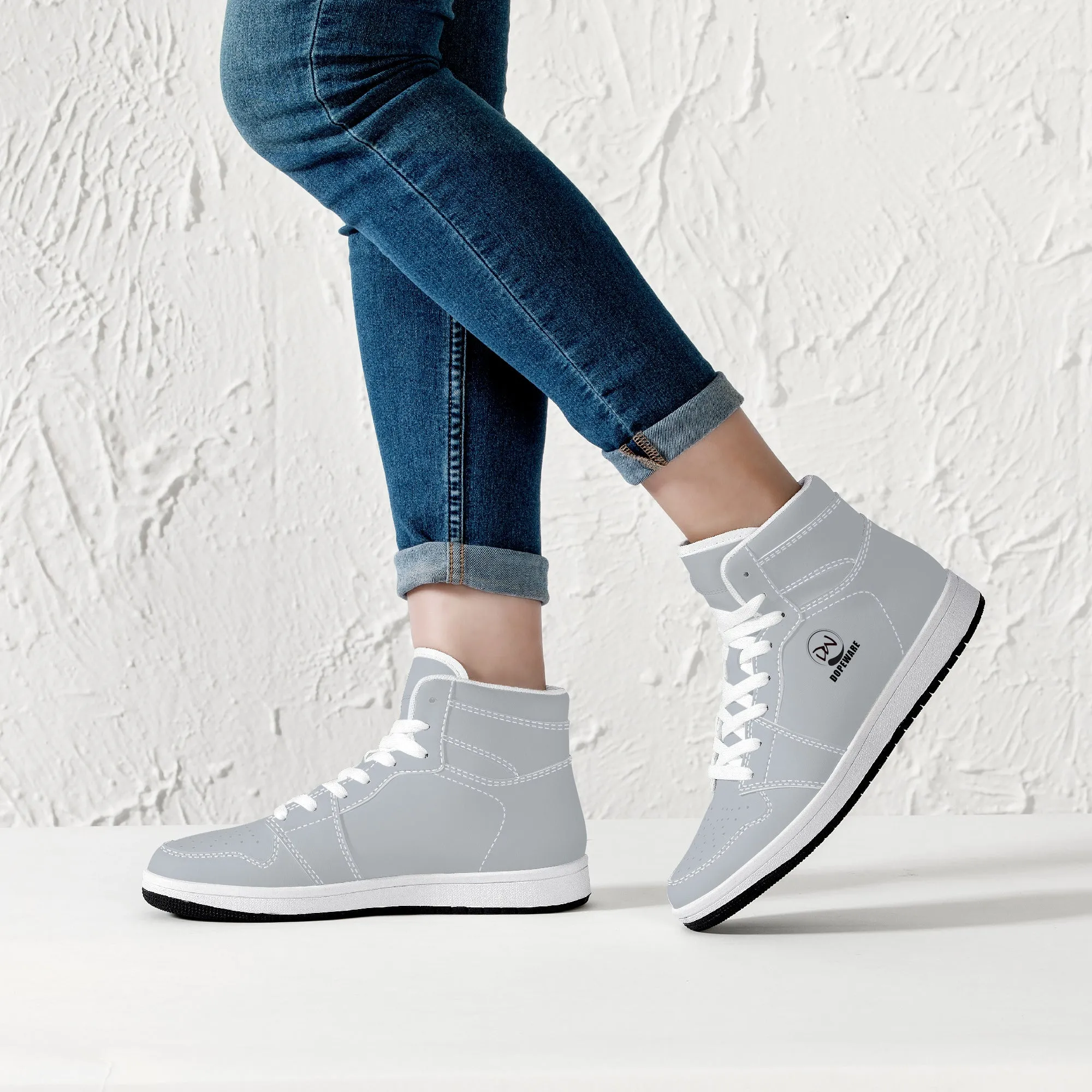 D16 High-Top Leather Sneakers - White