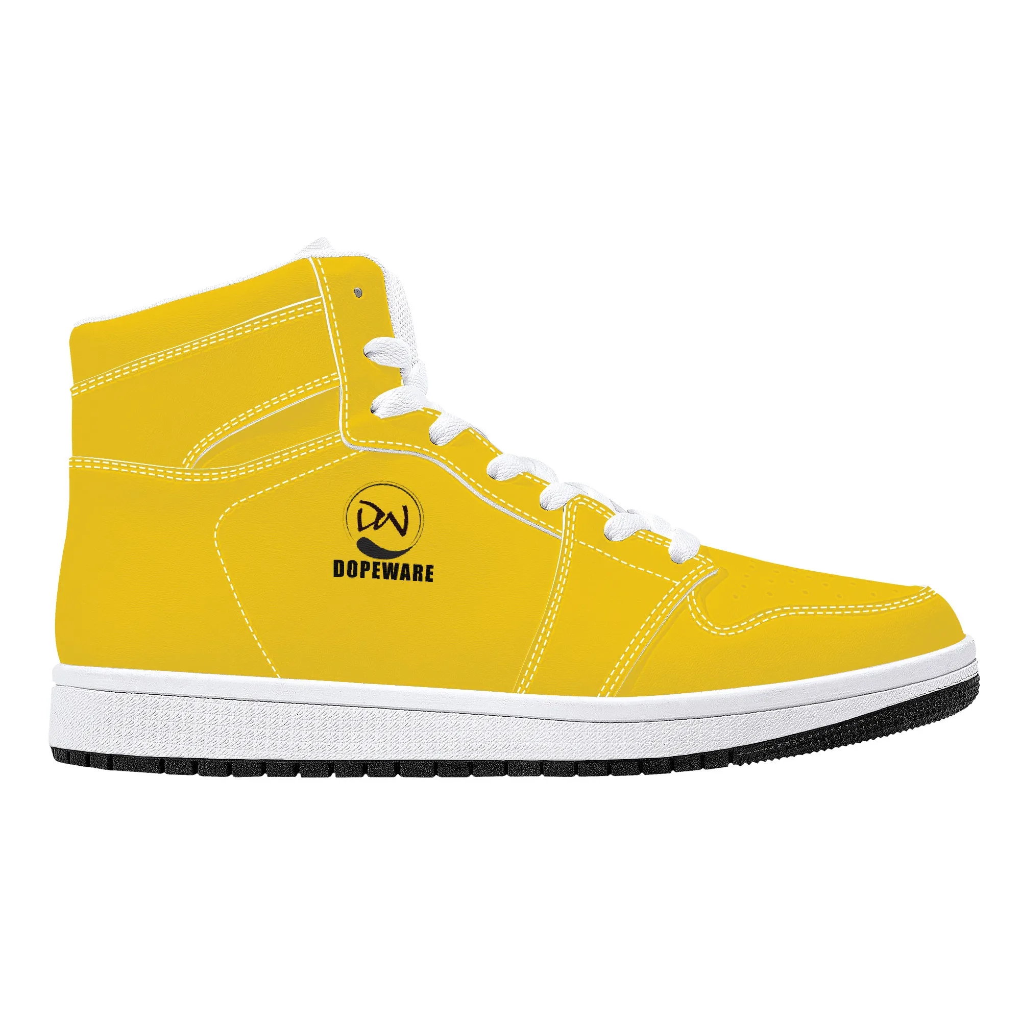 D16 High-Top Leather Sneakers - Yellow