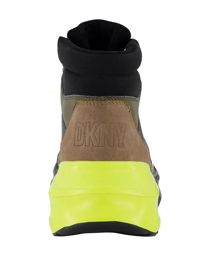 DKNY Men's Two-Tone Light Sole High Top Sneakers, Mixed Media green