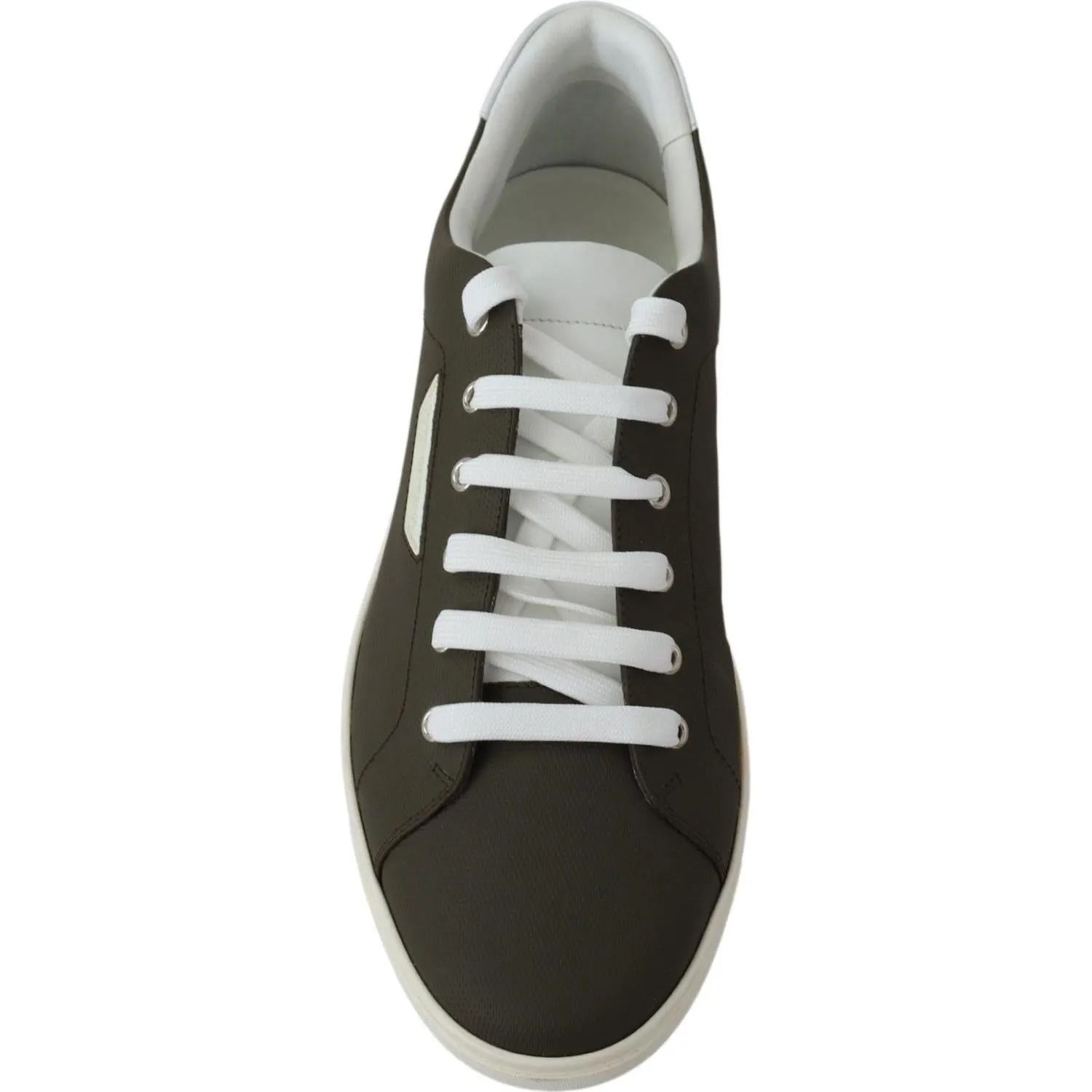 Dolce & Gabbana Sleek White Leather Low Top Sneakers