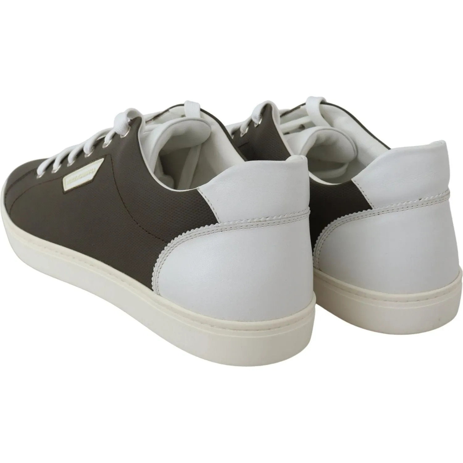 Dolce & Gabbana Sleek White Leather Low Top Sneakers