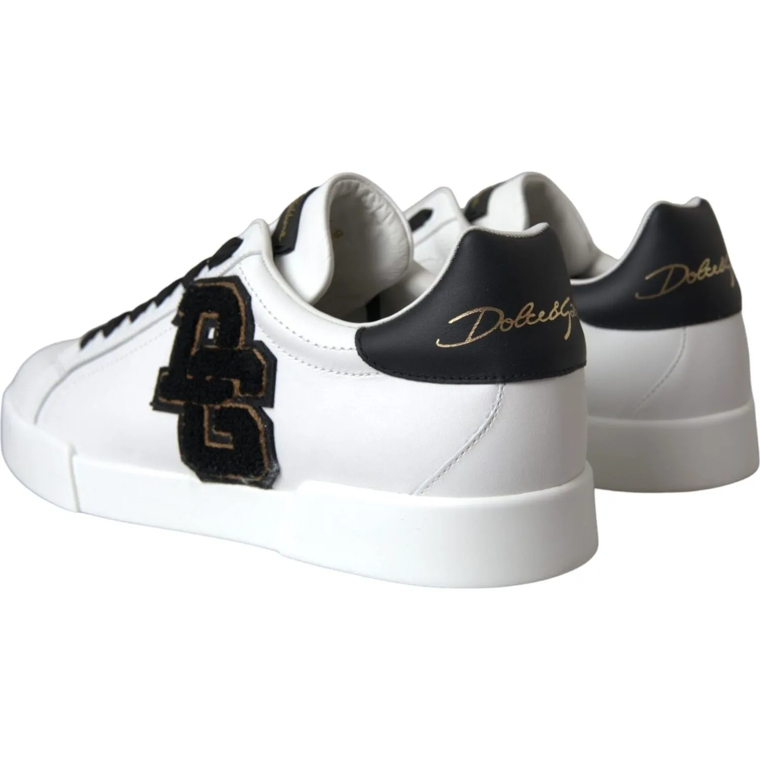 Dolce & Gabbana White Leather DG Logo Casual Low Top Sneakers Shoes