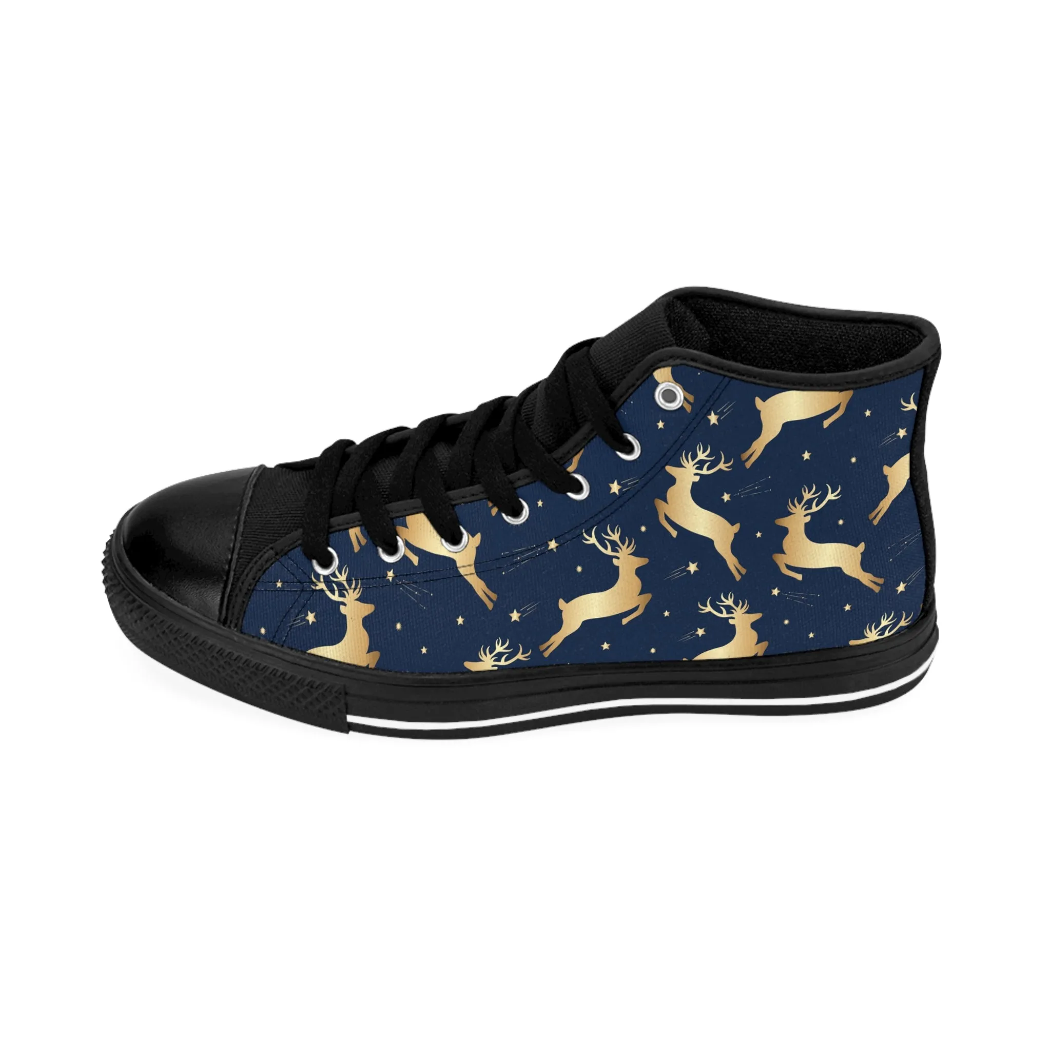 Golden Christmas Reindeer Men's Classic Sneakers