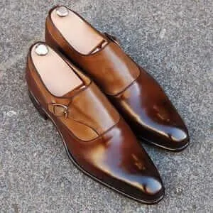 Handmade Brown Monk Straps Leather Party Wear Shoes,Men's Dress Shoes