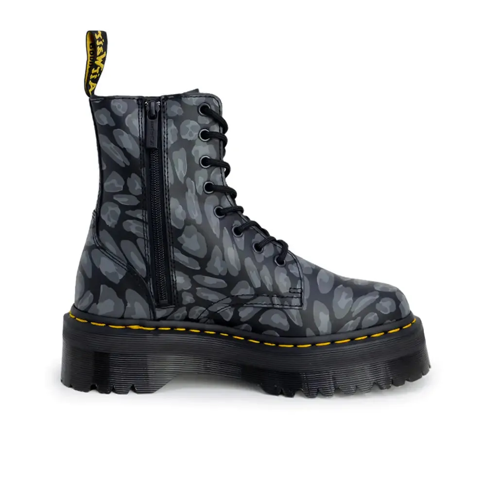 Jadon Black Distorted Leopard Backhand Boots