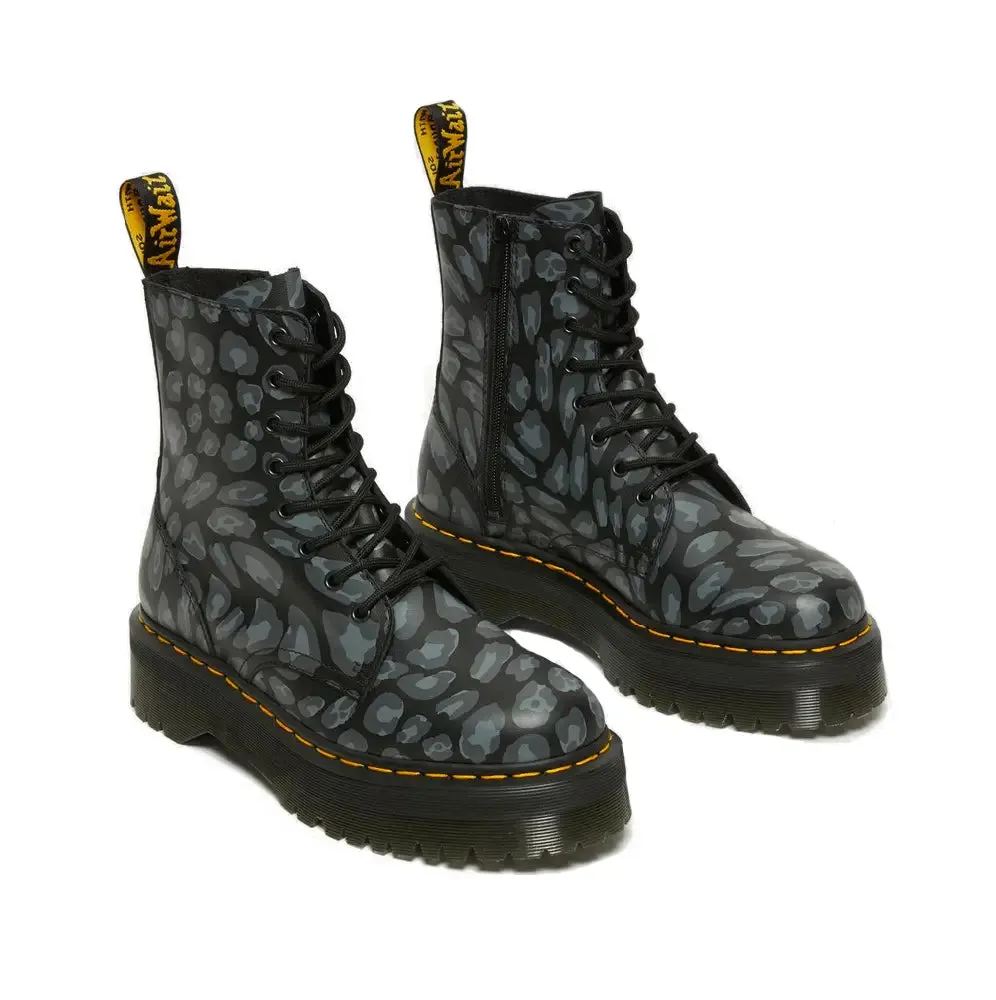 Jadon Black Distorted Leopard Backhand Boots