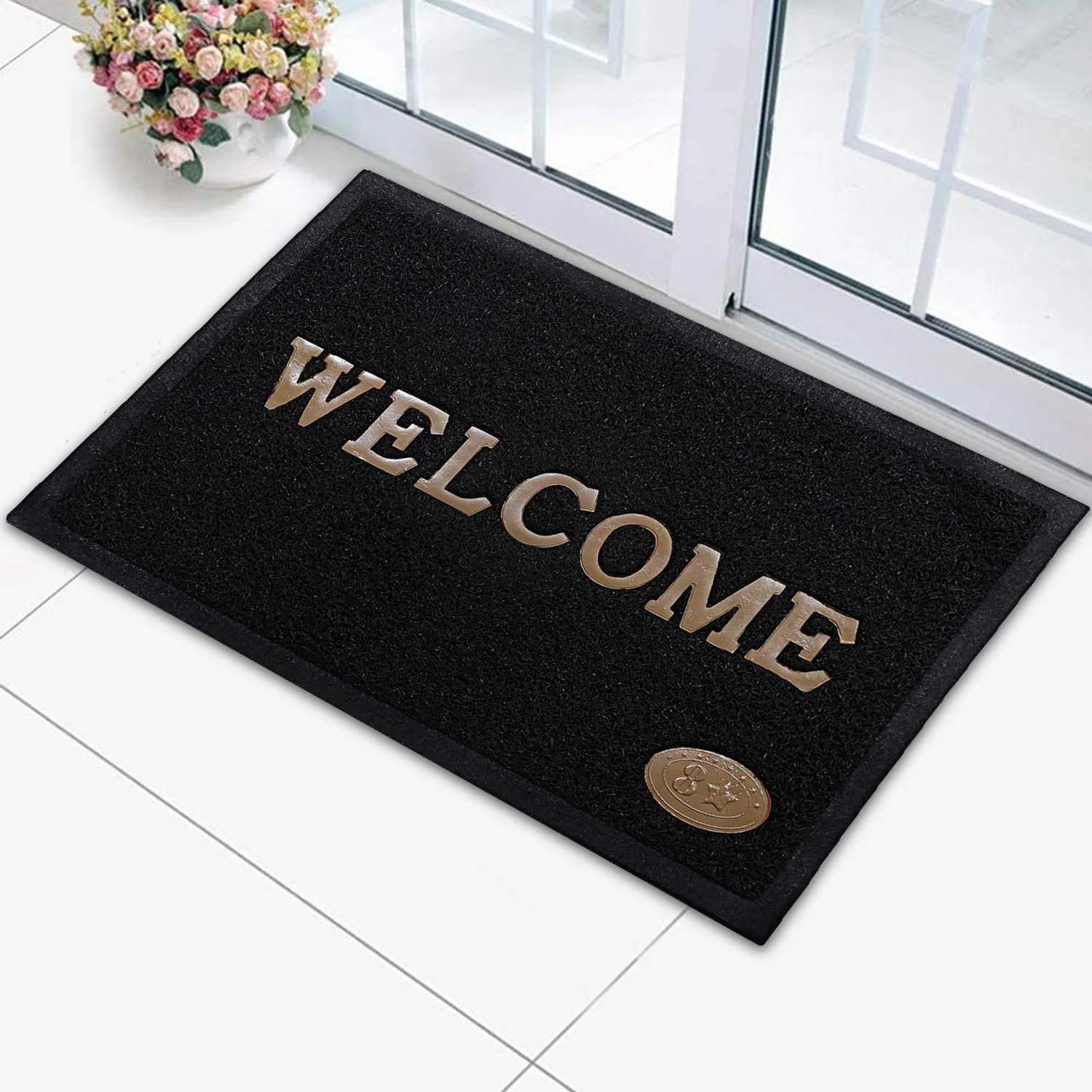 Kuber Industries Rubber Super Absorbent Outdoor Welcome MAT– Non-Slip Net Backing,Heavy Duty,Waterproof,Easy Clean for Entry,Dust Trapper,Eco-Friendly (Blue & Black)-Pack of 2-KUBMART15391,Standard