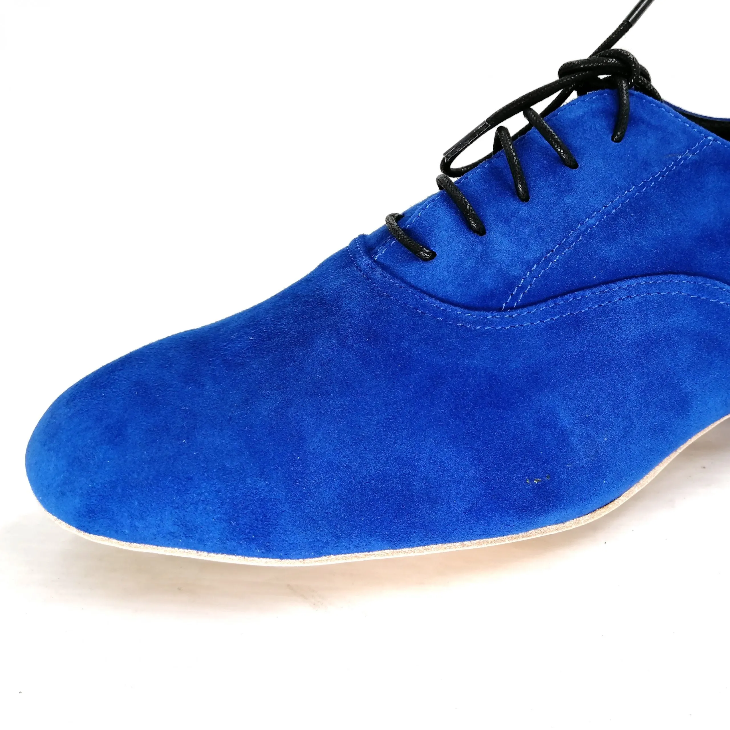 Men's Argentine Tango Shoes Leather Sole 1 inch Heel Lace-up Blue