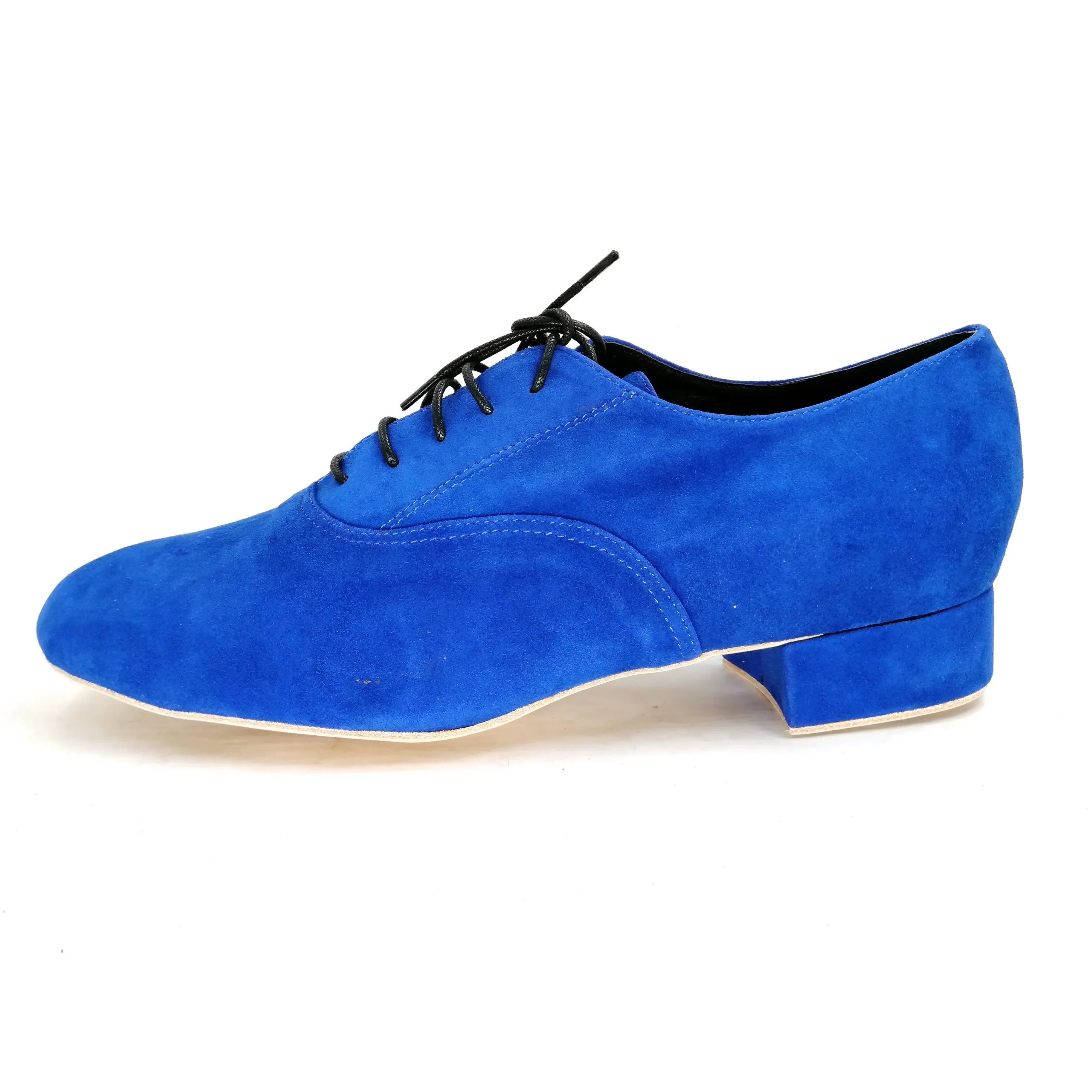 Men's Argentine Tango Shoes Leather Sole 1 inch Heel Lace-up Blue