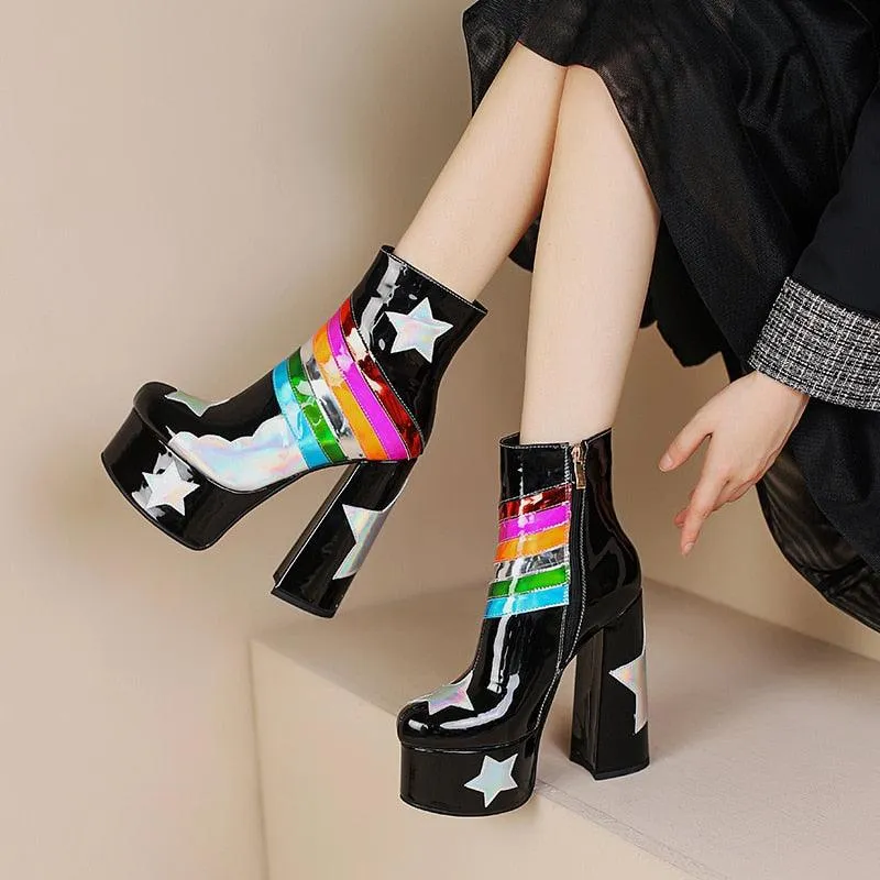 Rainbow Cloud Ankle Boot