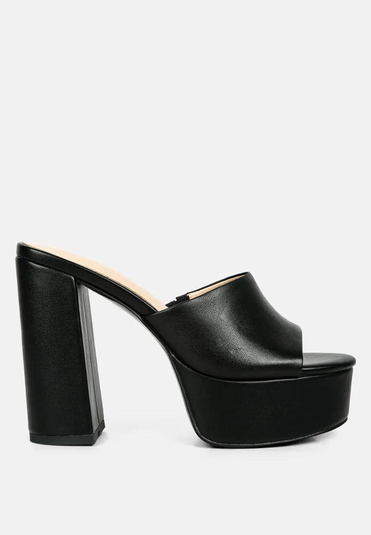 SHURI Open Toe High Block Heel Sandals in Black