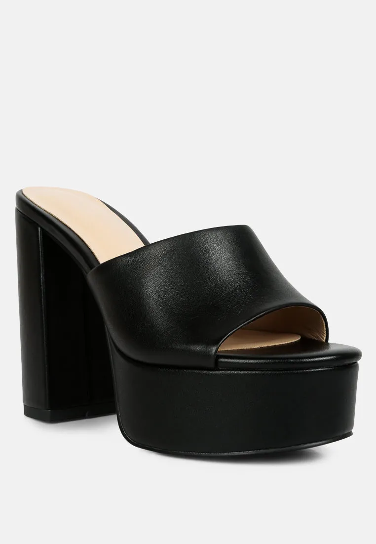 SHURI Open Toe High Block Heel Sandals in Black