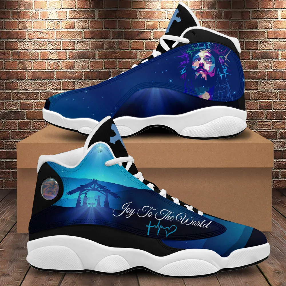 Teesdily | Customized Jesus Nativity O Holy Night Basketball Shoes, Jesus Art Running Shoes, Unisex Shoes With Thick Soles