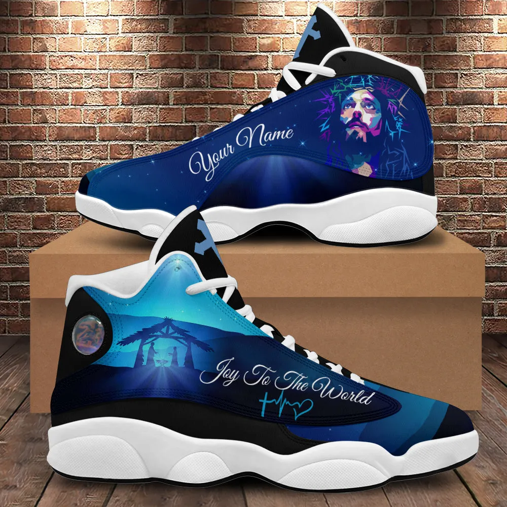 Teesdily | Customized Jesus Nativity O Holy Night Basketball Shoes, Jesus Art Running Shoes, Unisex Shoes With Thick Soles