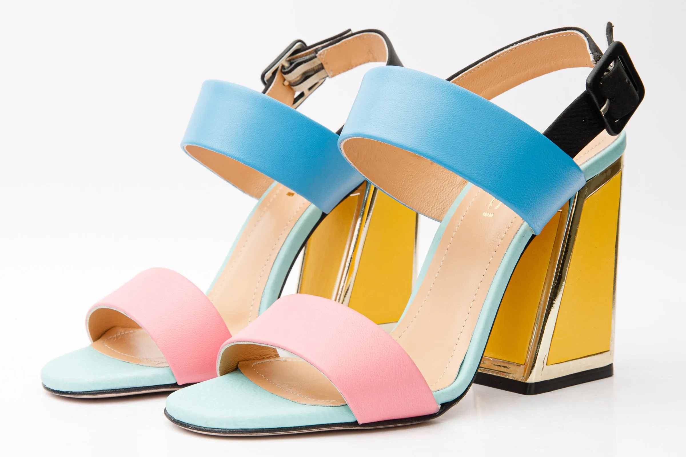 The Niger Multicolor Block Heel Leather Women Sandal