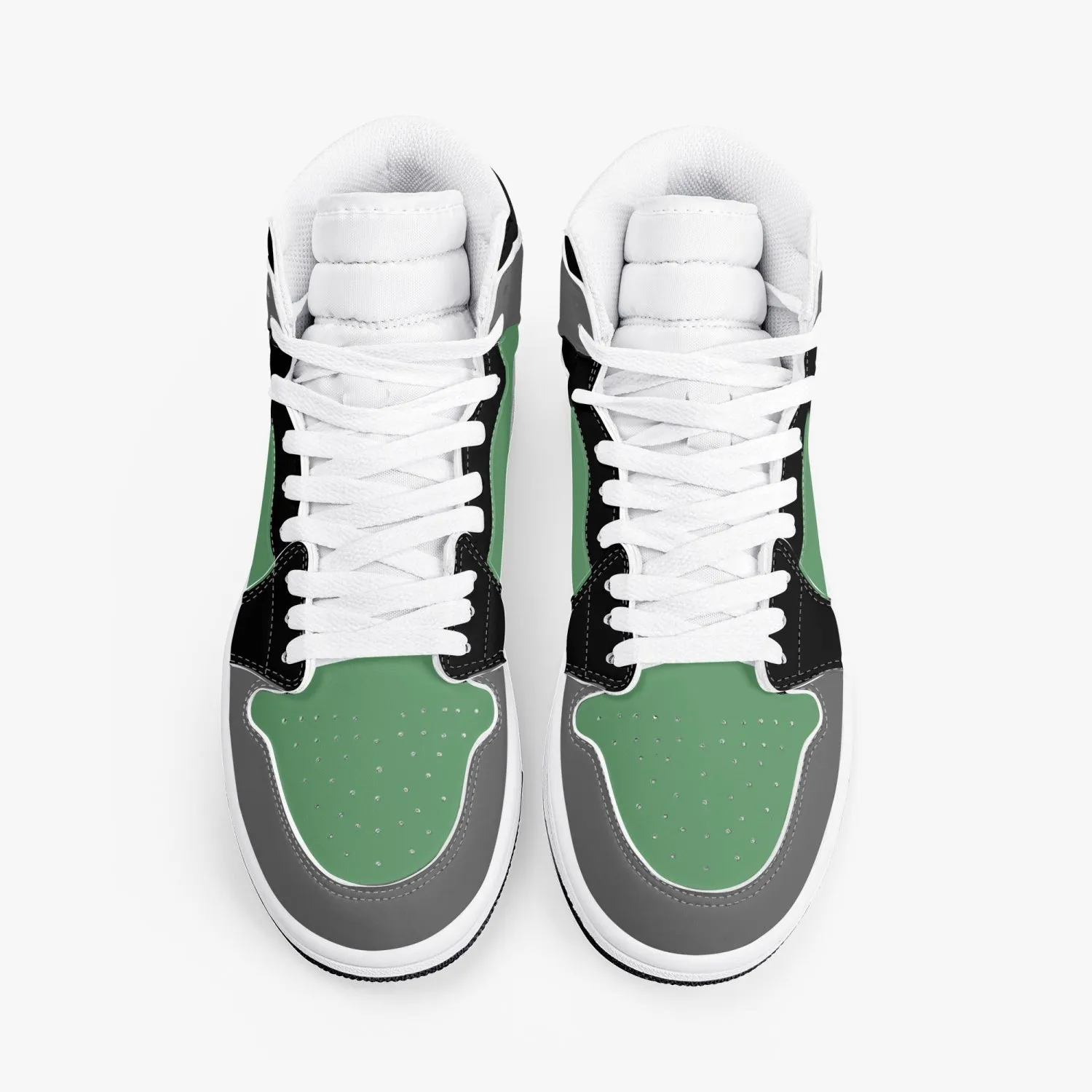 TREADZ New Black and Green High-Top Leather Sneakers