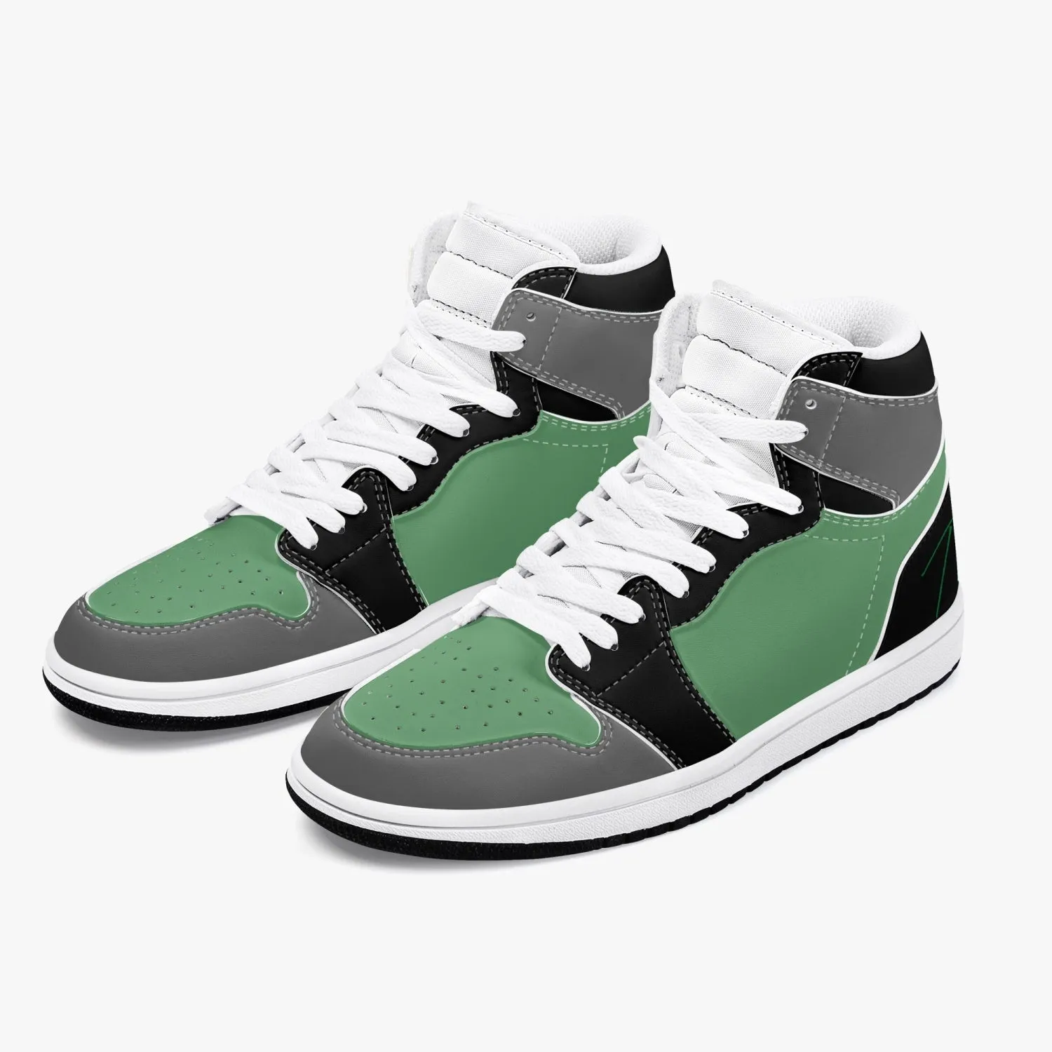 TREADZ New Black and Green High-Top Leather Sneakers