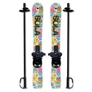 versatile SOLA Kid's Snow Skis & Poles Winter Sports Beginner W/ Bindings Age 2 - 4 (Gaggle)