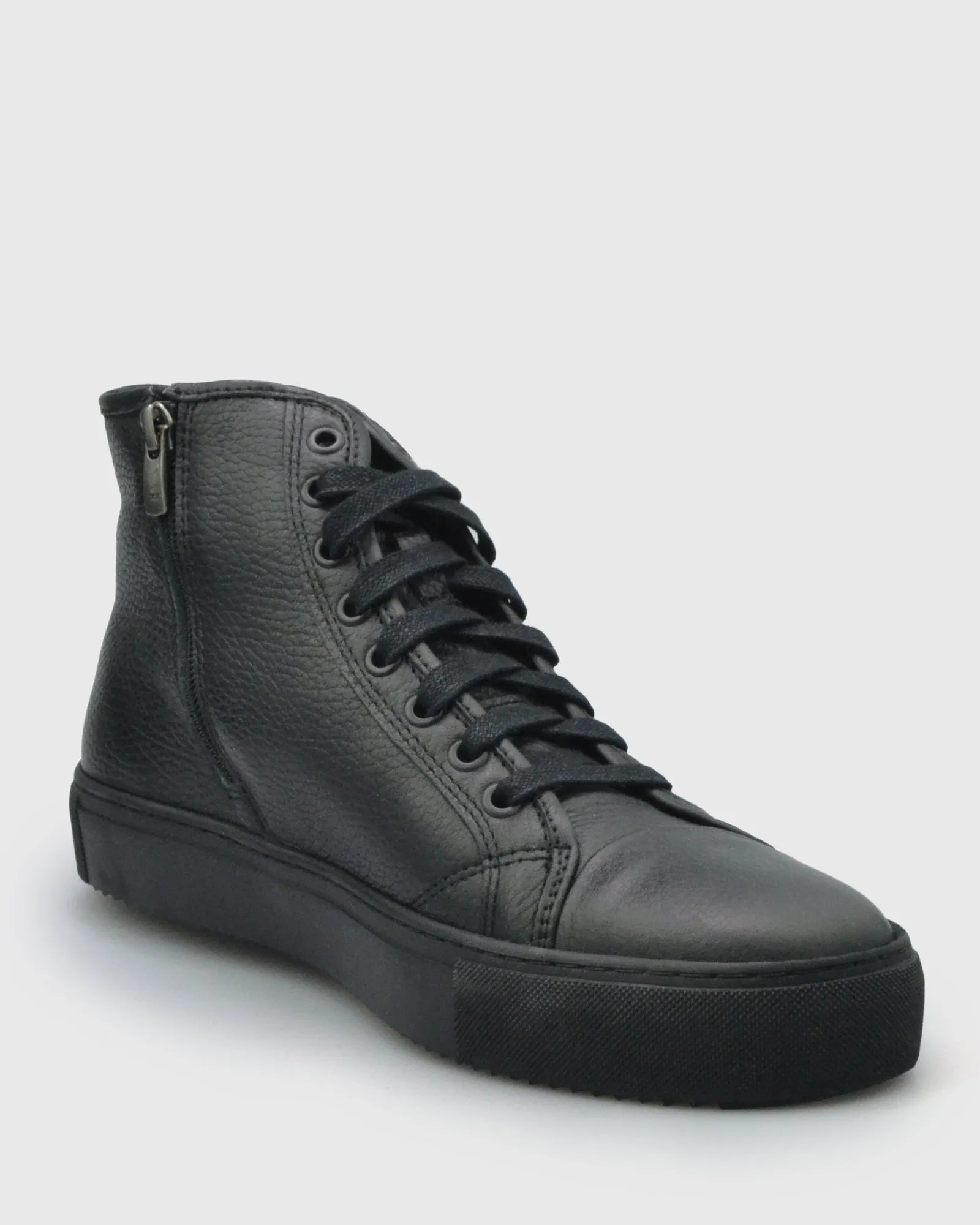 VINCENT & FRANKS VFW22HT BLACK HIGH-TOP LEATHER SNEAKER