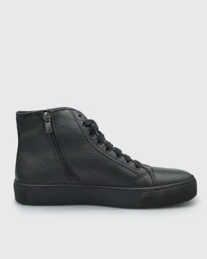 VINCENT & FRANKS VFW22HT BLACK HIGH-TOP LEATHER SNEAKER