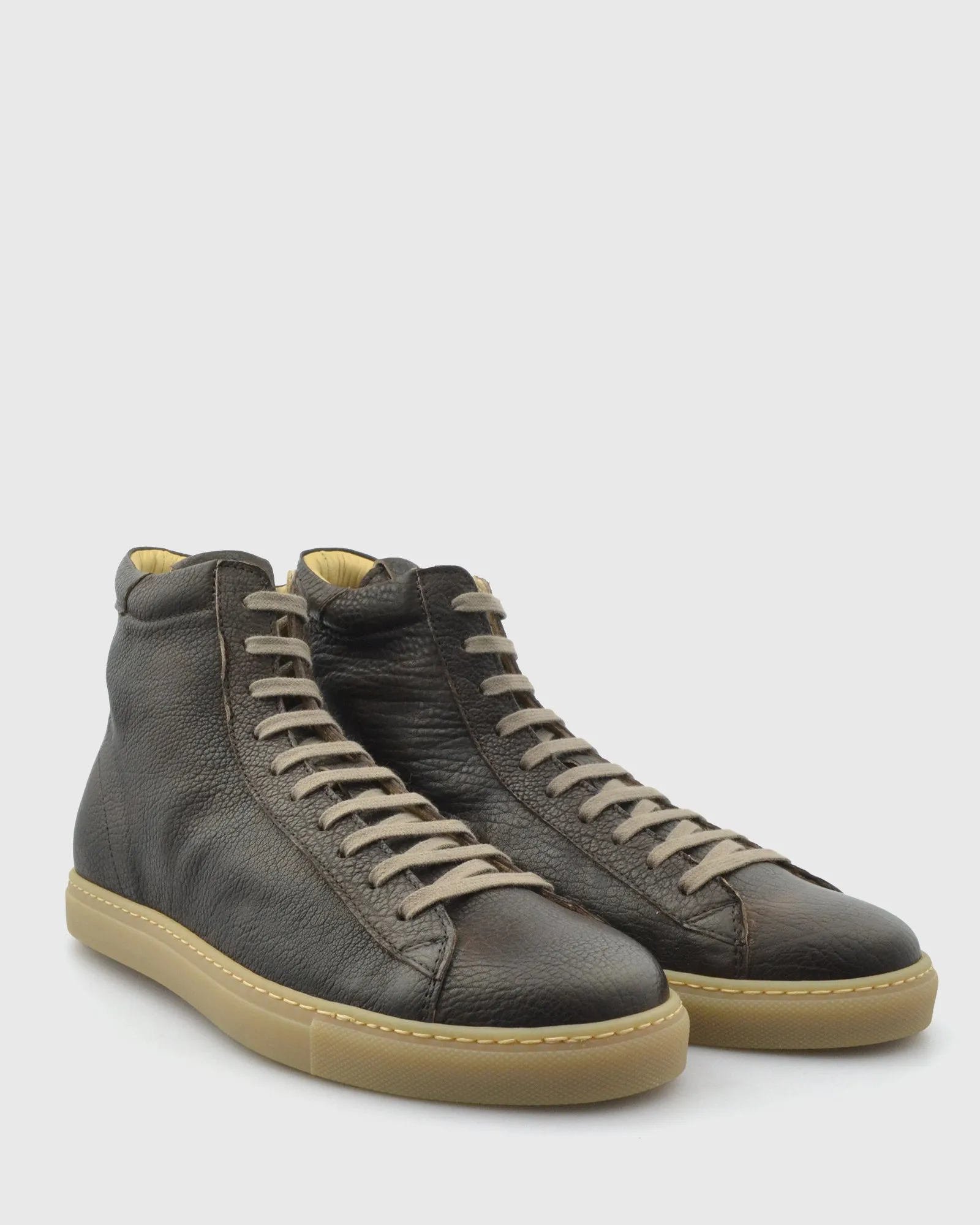 VINCENT & FRANKS VFW23 BROWN HIGH-TOP LEATHER SNEAKER