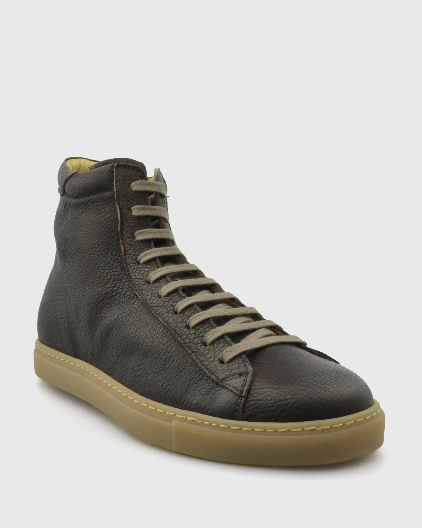 VINCENT & FRANKS VFW23 BROWN HIGH-TOP LEATHER SNEAKER