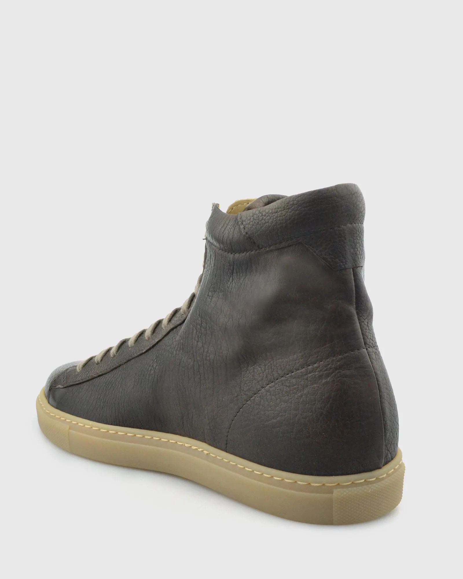 VINCENT & FRANKS VFW23 BROWN HIGH-TOP LEATHER SNEAKER