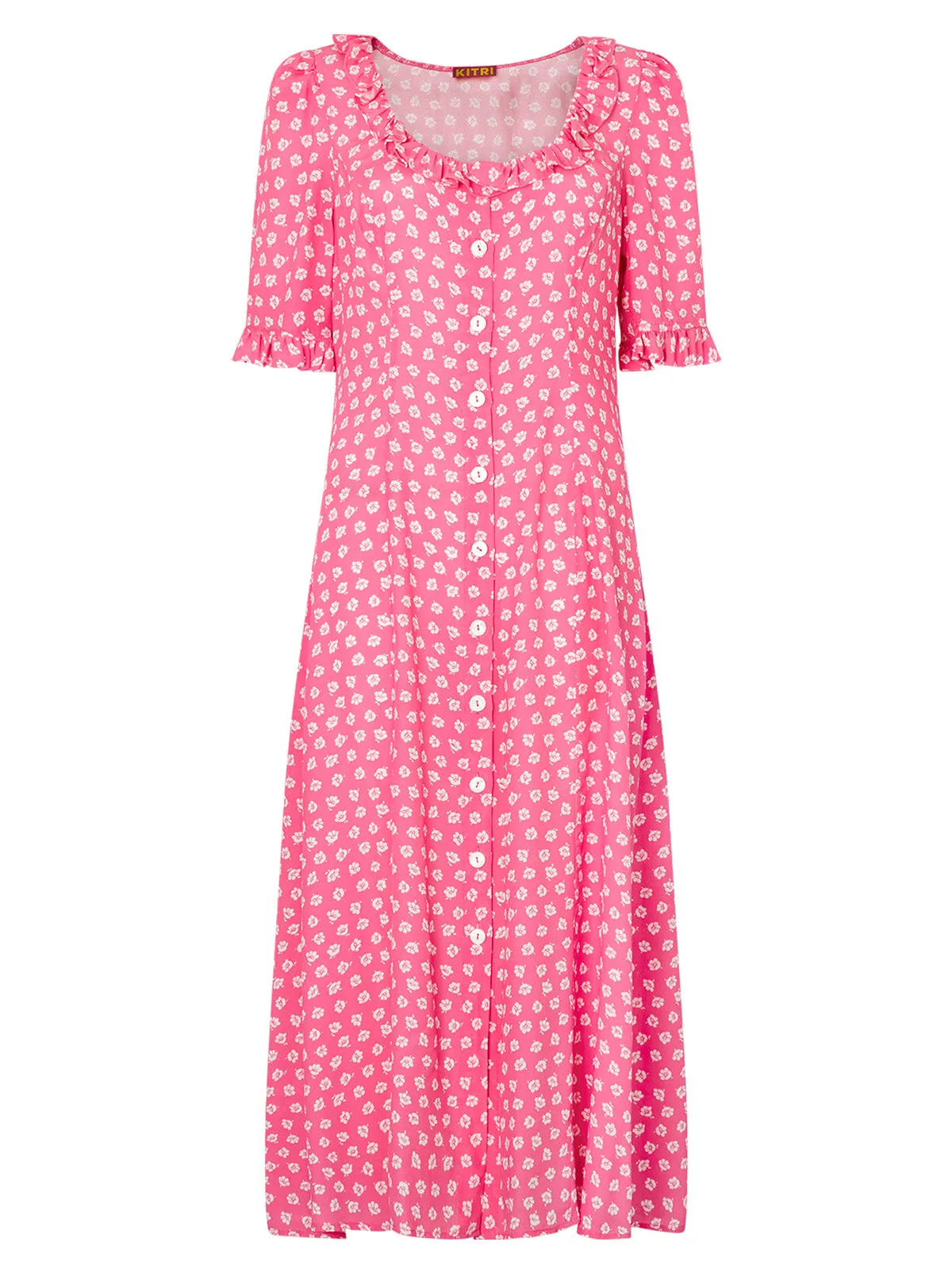 Violette Pink Ditsy Floral Midi Dress