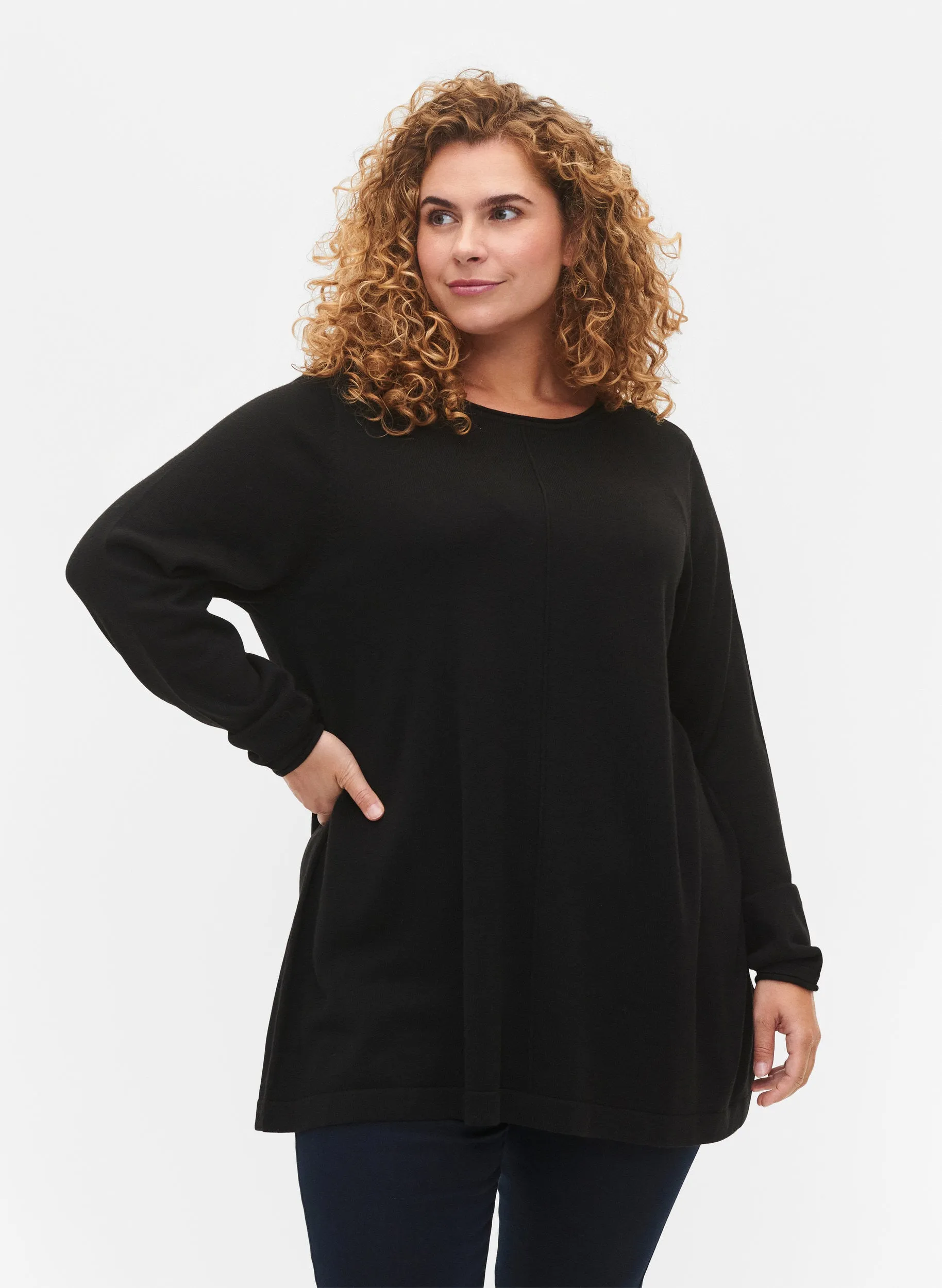 Zizzi Shape Knit Jumper in Black